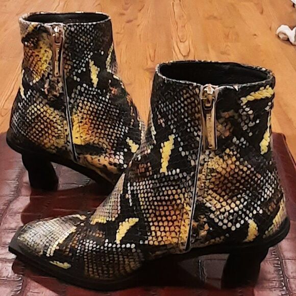 Reike Nen Womens Leather Python Ankle Boots In Multicolor Wave heel - Picture 2 of 8